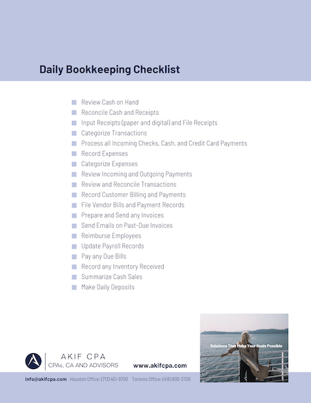 daily bookkeeping checklist (free download)